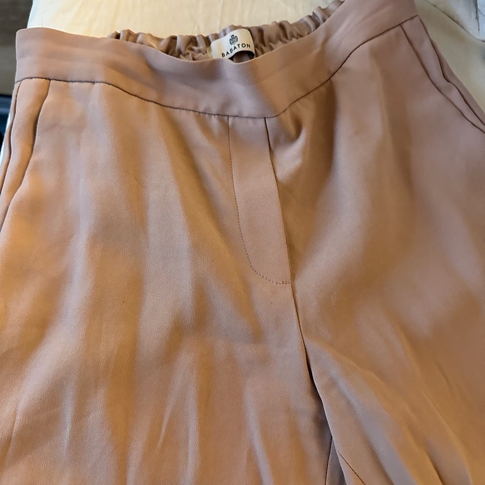 Aritzia Babaton Taupe Soft Pink Cropped Trousers